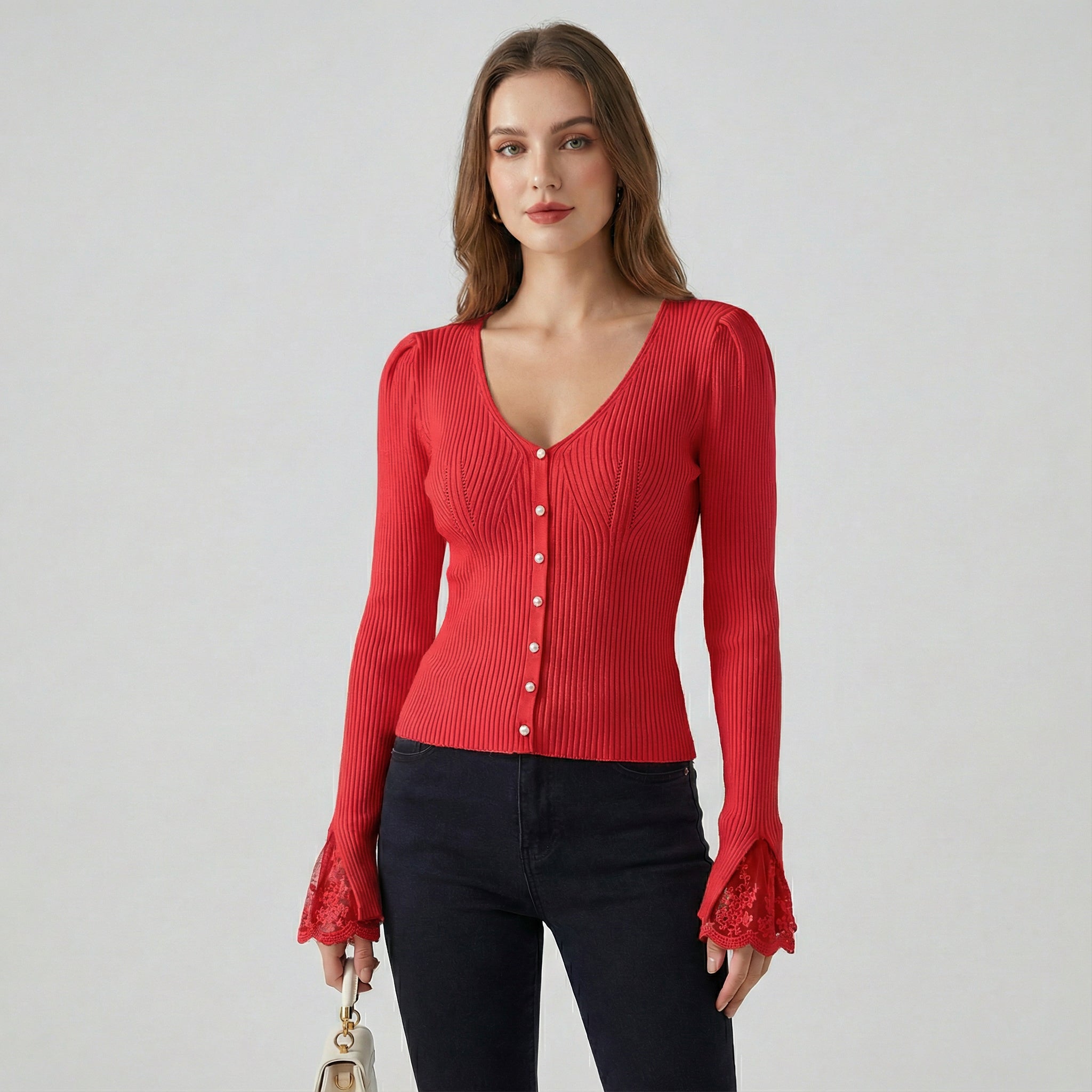 ELISE BELLE™ |Jersey con mangas de encaje