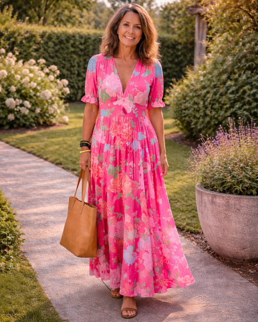 Claudia™ | Vestido midi floral sin mangas con escote en V