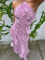 Vestido Lavanda Imperial | Elegancia romántica con movimiento