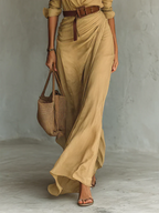 Camille™ | Maxi Abito con Rever e Cintura in Vita
