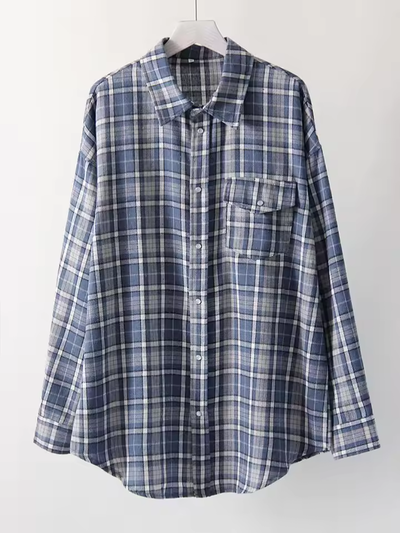 LEANDRA™|CAMICIA A QUADRI OVERSIZE VINTAGE