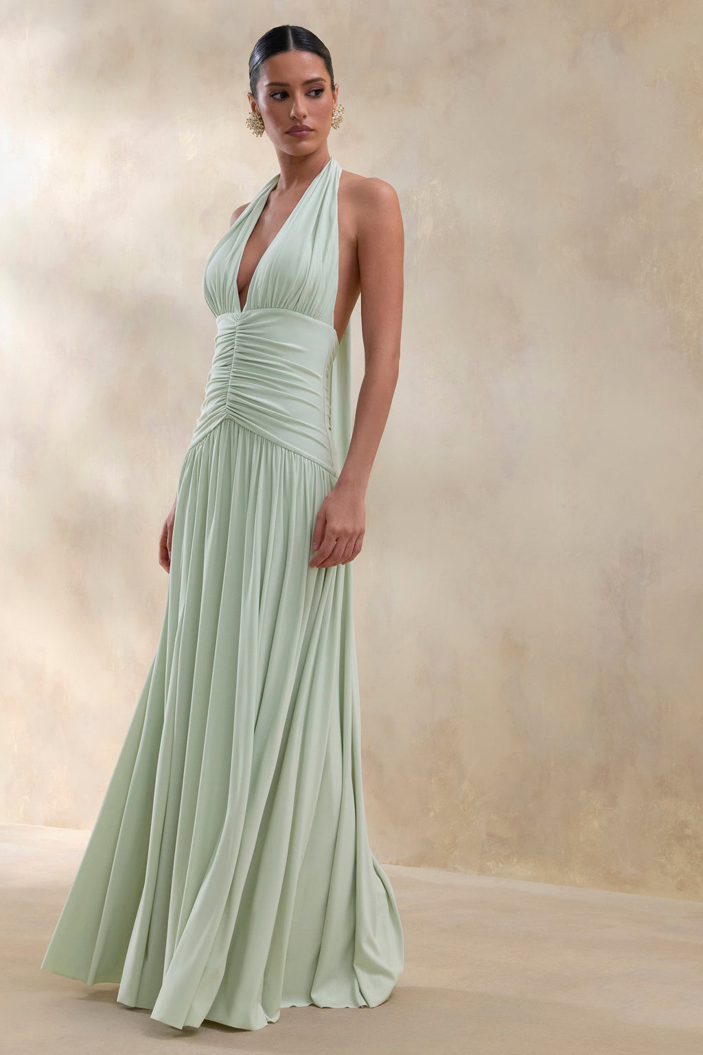 Vestido Berta™ | Largo con escote profundo y detalles fruncidos