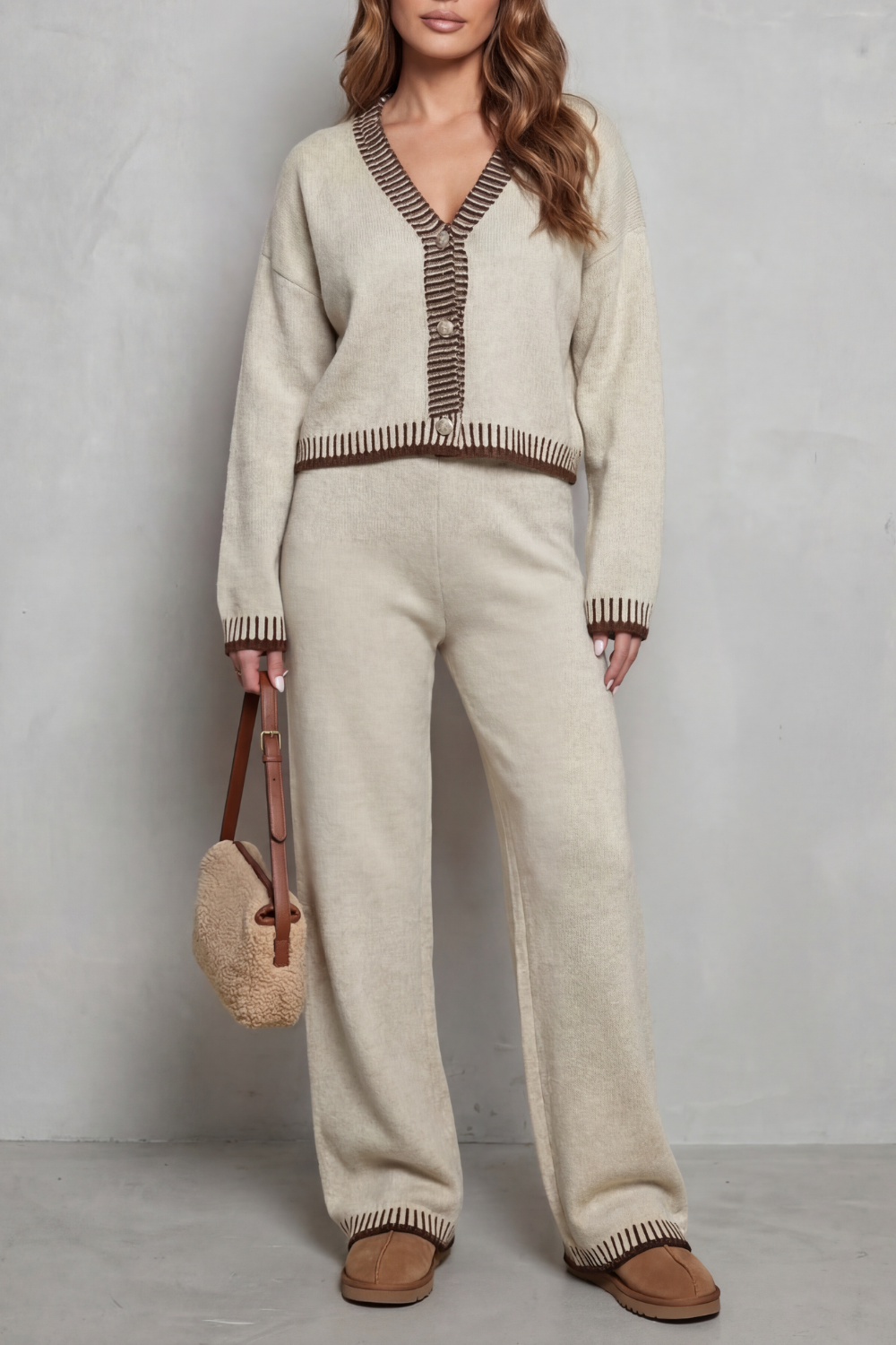 Amelia™ | Conjunto Knit Relajado con Detalles en Contraste