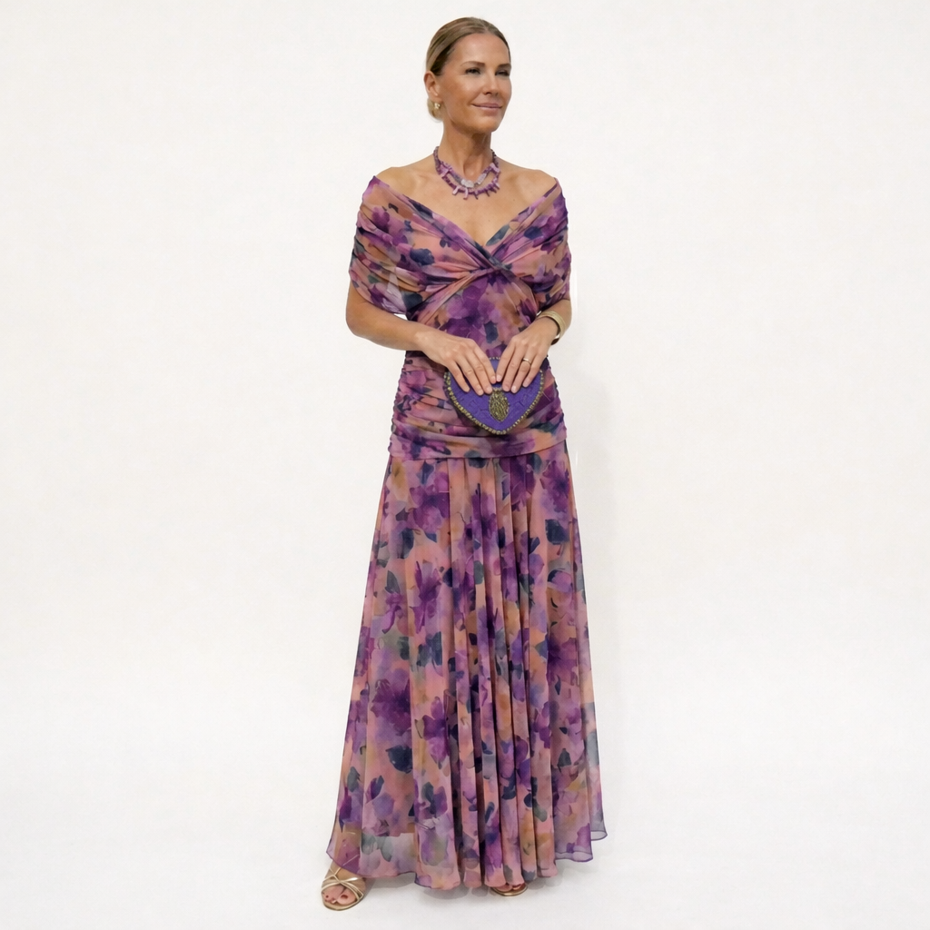 Velora™ | Vestido Floral Largo con Escote en V