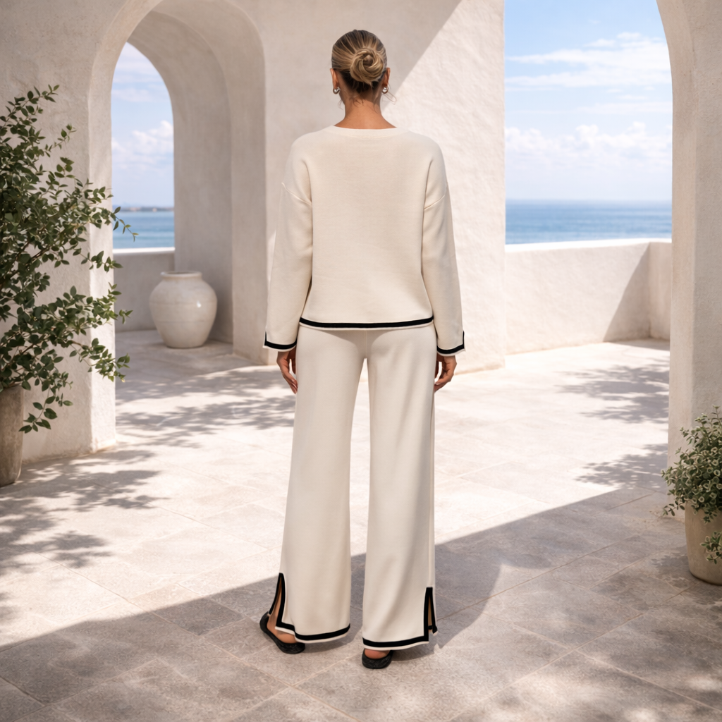 CONJUNTO KNIT CREAM CONTRAST™ | Minimalismo sofisticado para tu día a día