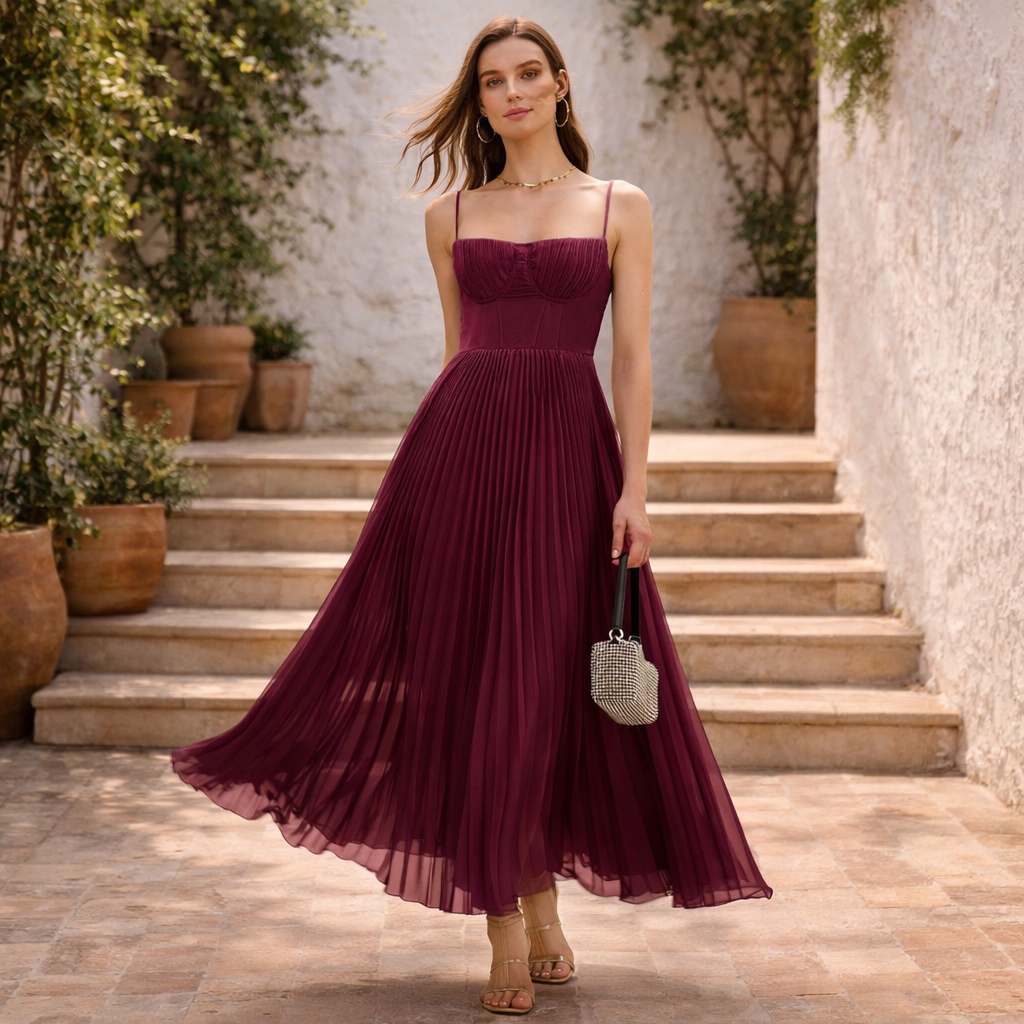 VESTIDO RUBY™  | Movimiento y elegancia en tono vino