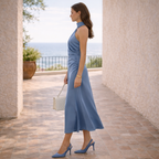 VESTIDO SOFÍA ™| Sofisticación moderna en azul empolvado