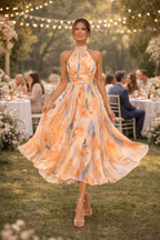 Esther™ - Vestido de Cuello Halter con Estampado de Acuarela