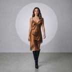 Noa™ | Vestido Lencero Satinado con Encaje Negro