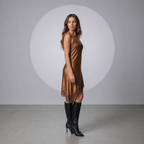 Noa™ | Vestido Lencero Satinado con Encaje Negro
