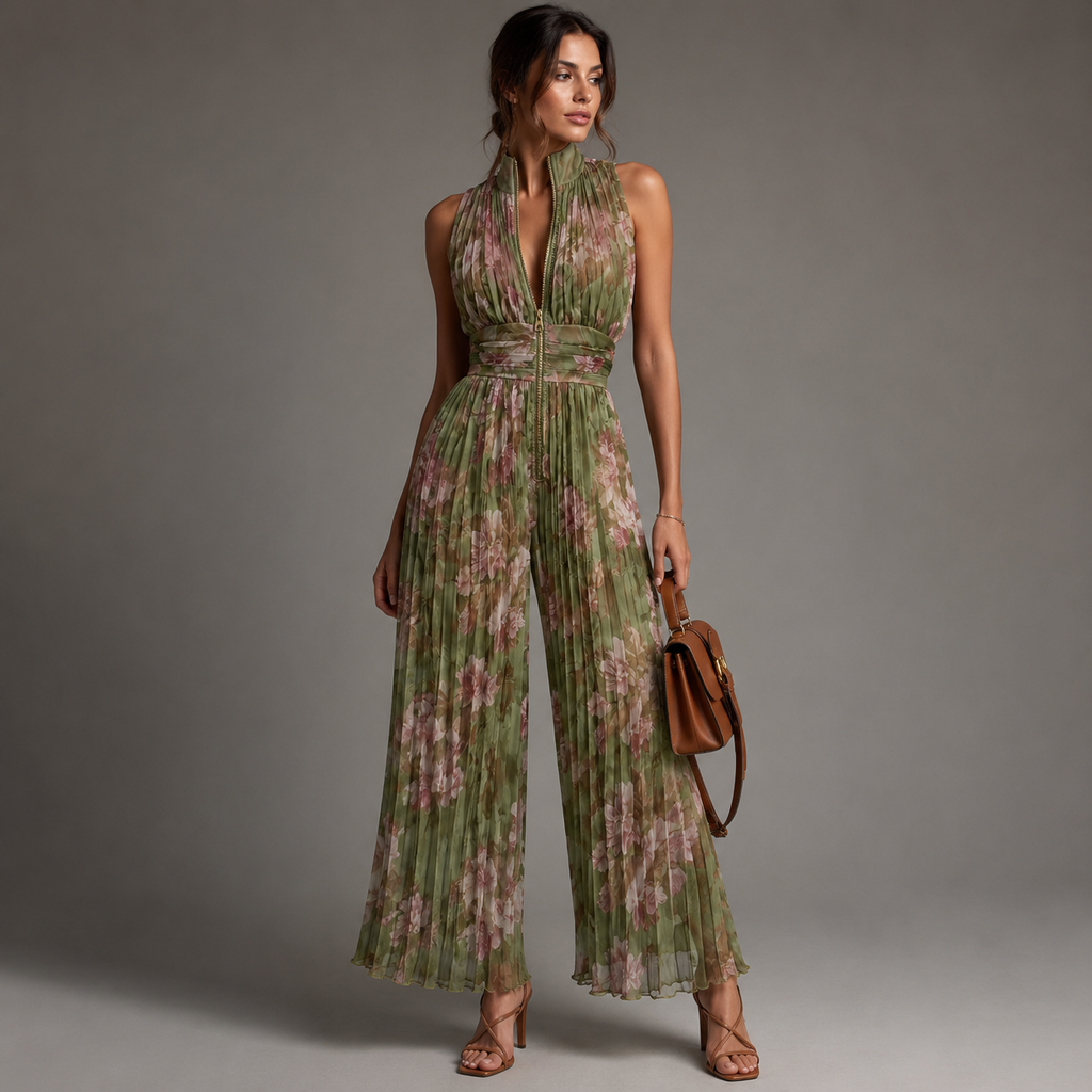 Mono de Gasa Plisado con Estampado Floral