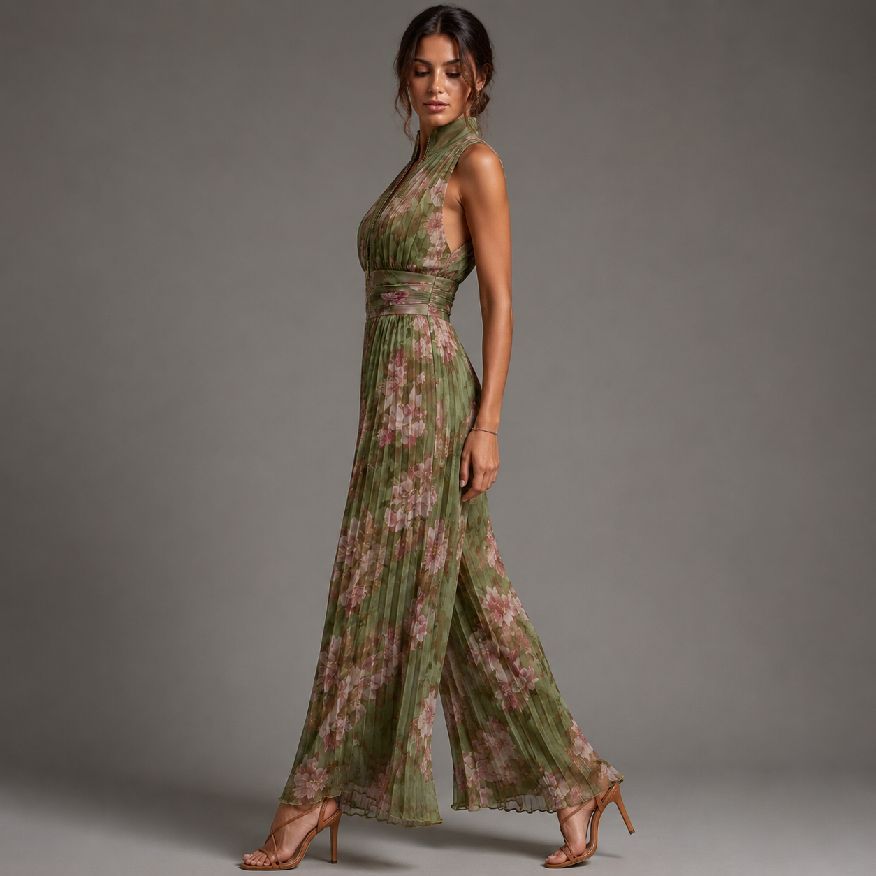 Mono de Gasa Plisado con Estampado Floral