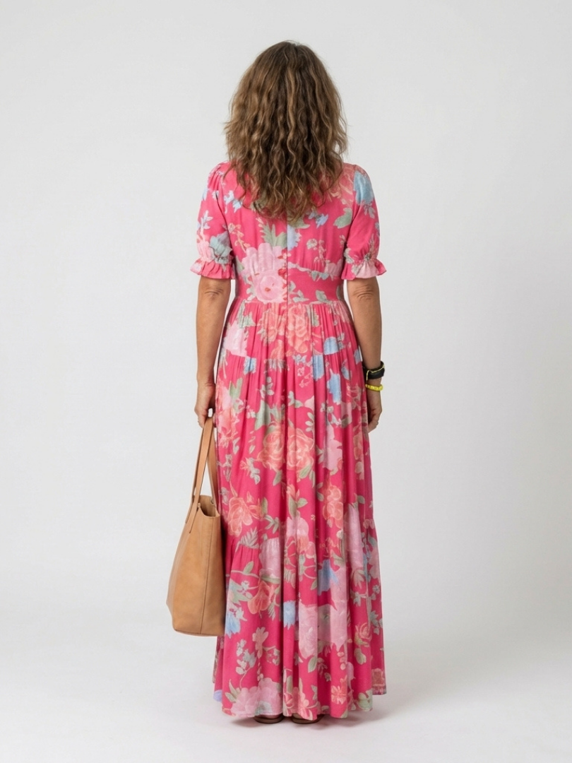Claudia™ | Vestido midi floral sin mangas con escote en V