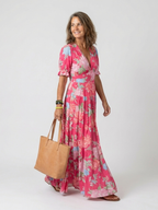 Claudia™ | Vestido midi floral sin mangas con escote en V