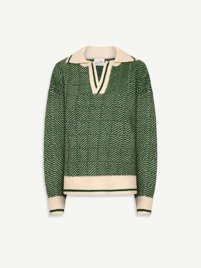 Emilia™ | Maglione Verde con Scollo a V