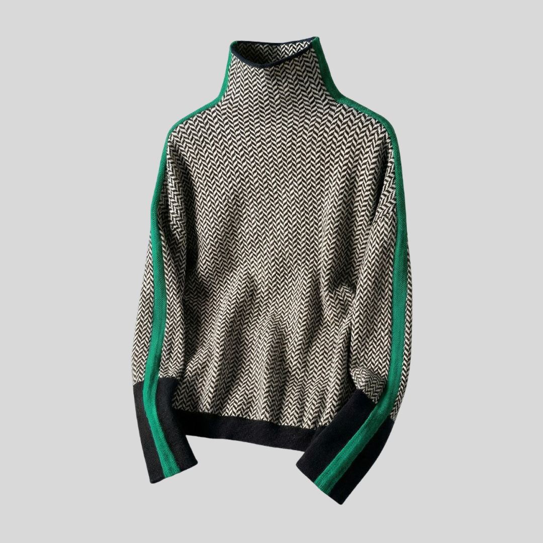 CLÉMENCE™ | Jersey de cuello alto a rayas