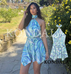 Vestido Mini Halter Estampado Chic de Verano para Mujer KONDALA 2026, Vestido Elegante sin Espalda para Vacaciones, Vestido Ajustado para Fiesta en la Playa