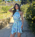 Vestido Mini Halter Estampado Chic de Verano para Mujer KONDALA 2026, Vestido Elegante sin Espalda para Vacaciones, Vestido Ajustado para Fiesta en la Playa