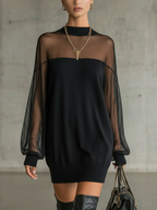 Amélie™ | Elegante Mini Abito Nero con Maniche in Rete