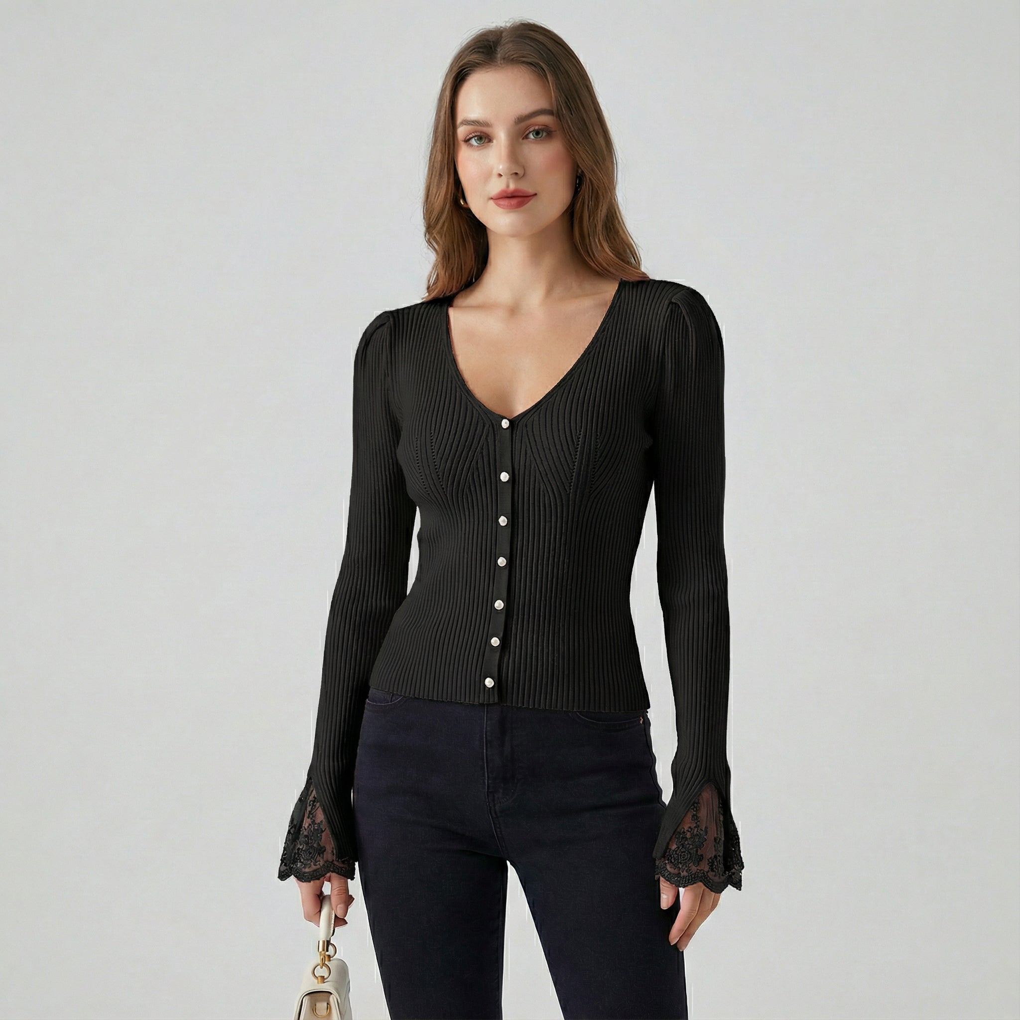 ELISE BELLE™ |Jersey con mangas de encaje