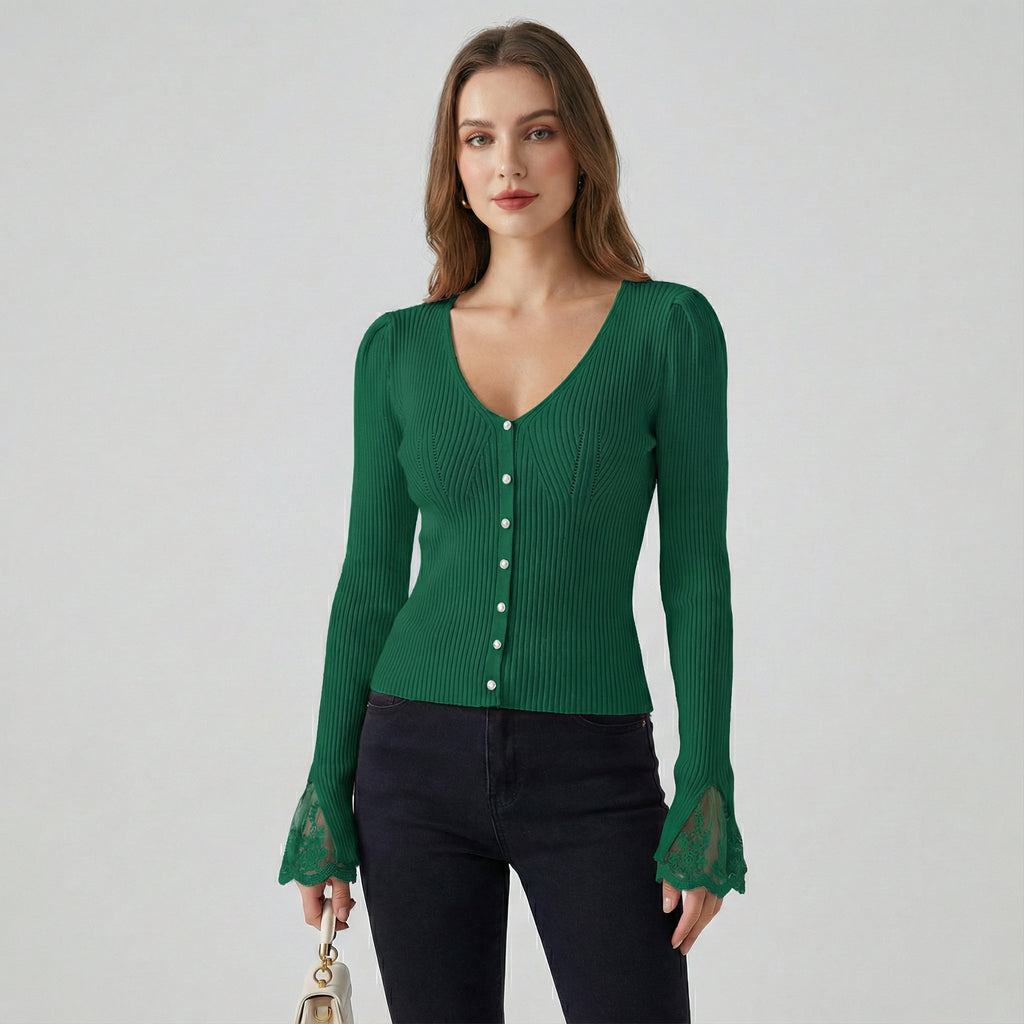 ELISE BELLE™ |Jersey con mangas de encaje