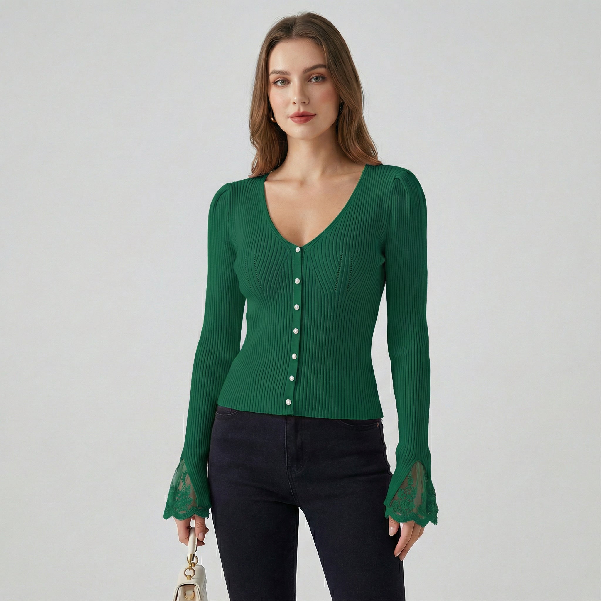 ELISE BELLE™ |Jersey con mangas de encaje