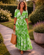 Claudia™ | Vestido midi floral sin mangas con escote en V