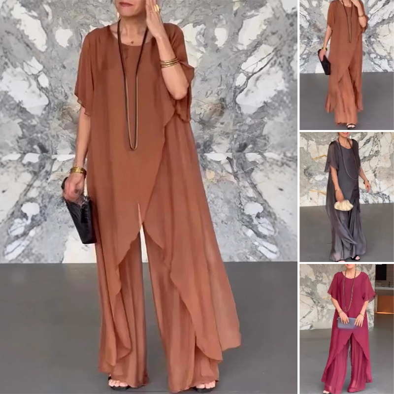 ✨️50% de descuento✨️Conjunto de top asimétrico y pantalón ancho para mujer