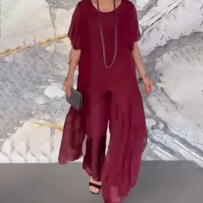 ✨️50% de descuento✨️Conjunto de top asimétrico y pantalón ancho para mujer
