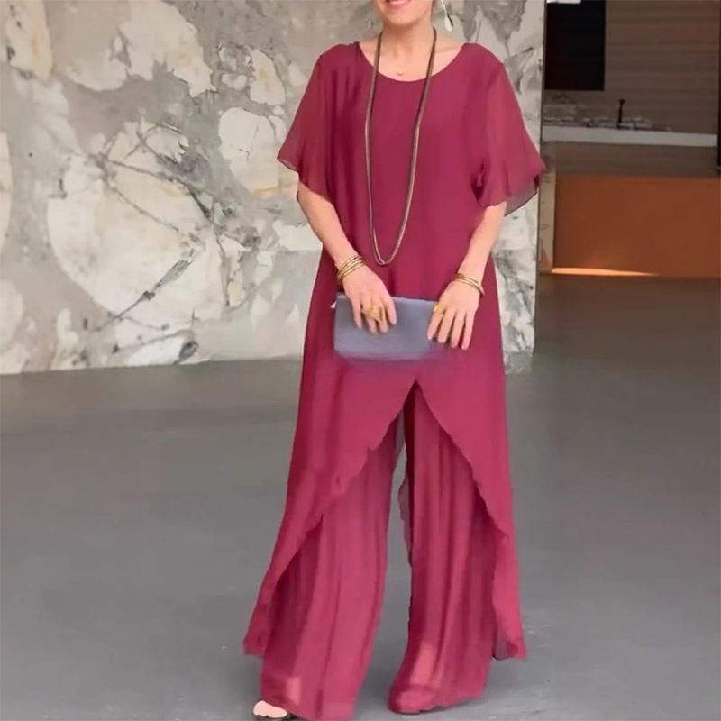 ✨️50% de descuento✨️Conjunto de top asimétrico y pantalón ancho para mujer